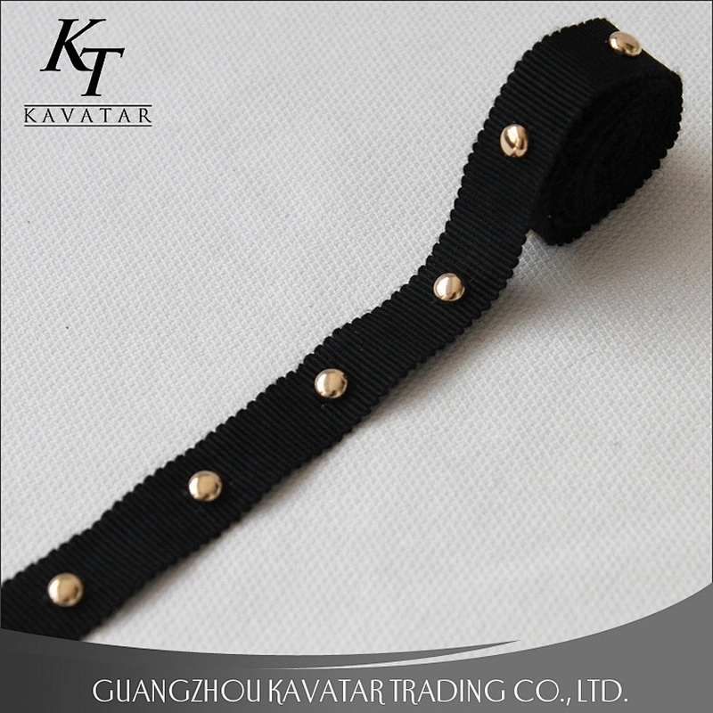 Factory Price Wholesale Polyester Grosgrain gold Copper Bead Ribbon