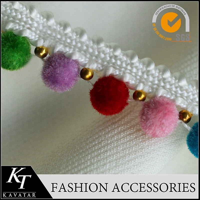New design beaded lace trimming pom pom trim for dress