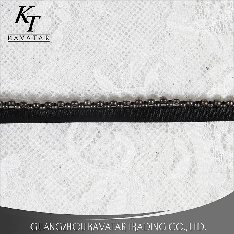 Kavatar Mini Beaded Trim Ribbon Polyester Embroidery Tape Decorative For Garment