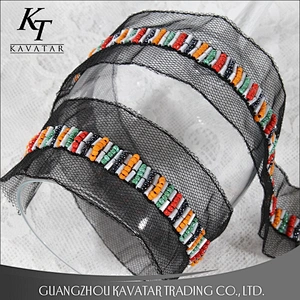 Fashion 4cm DIY Braided Beaded Lace Ribbon For Dress