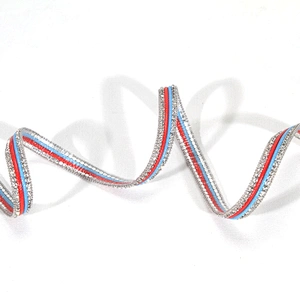 Wholesale 1cm Accessories Beaded Rhinestone Hot Fix Trimming with Red Blue Polyester Strips