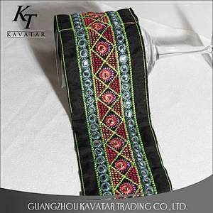 Fashion new ethnic style mirror white lace trimming
