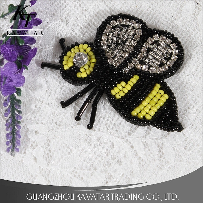 Kavatar Custom Design Insect Design Sequins Beaded Bee Patch For Decoration