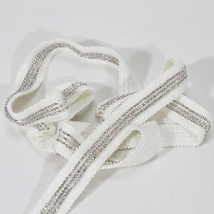 Premium 2.2cm White Cotton Crystal Chain Beads Grosgrain Ribbon Trim for Sweaters Garments
