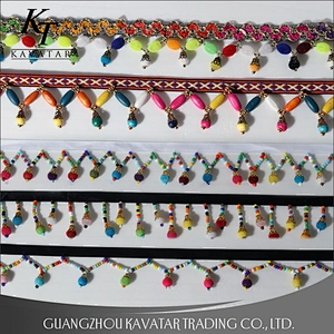 Fashion colorful beaded fringe,customized pom pom trim