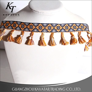 Fashion Design Golden Yellow Tassel Fringe Lace Trimming