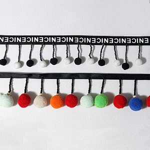 Wholesale mixed-color pom pom tassel different types of pompom trim for embroidered lace trim