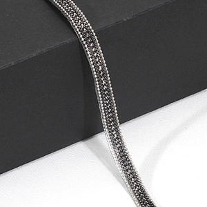Decorative Black Rhinestone bling bling decorative rhinestone trim Hot fix Trim with  Beads