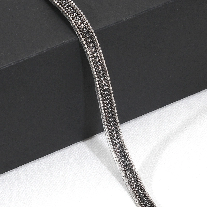 Decorative Black Rhinestone bling bling decorative rhinestone trim Hot fix Trim with  Beads