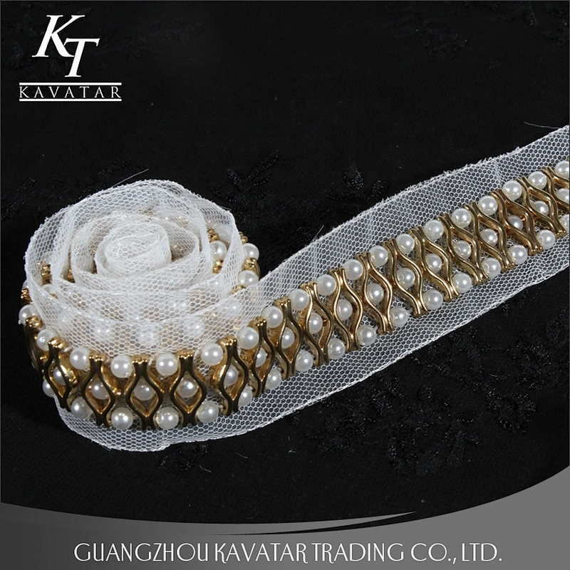 Beaded Pearls Accessories Trim Bride Lace Ribbon Trimming For Decorative