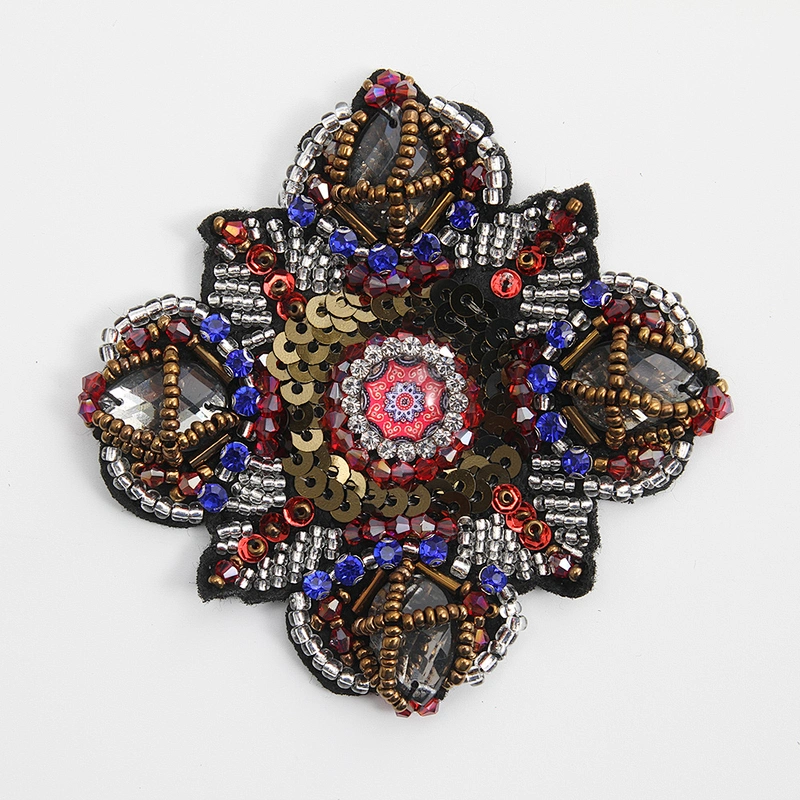 Kavatar  mesh cheap custom patches beaded patch rhinestone beaded patches fashion  for clothes