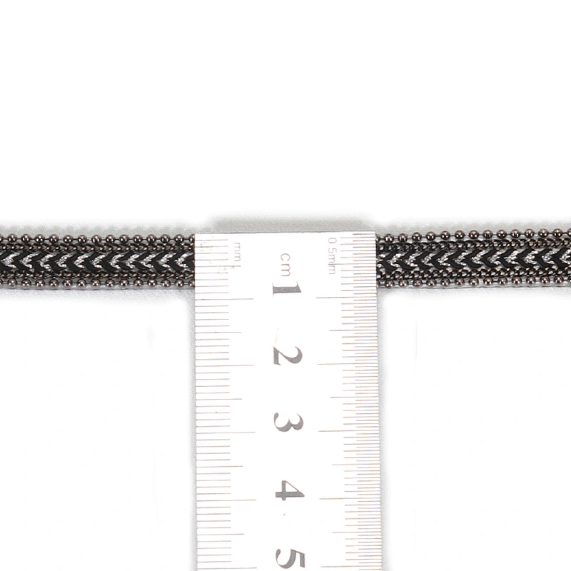 Decorative Accessories Chain Bordered Hot Fix Transfer Trim with Braided Ribbon Tape