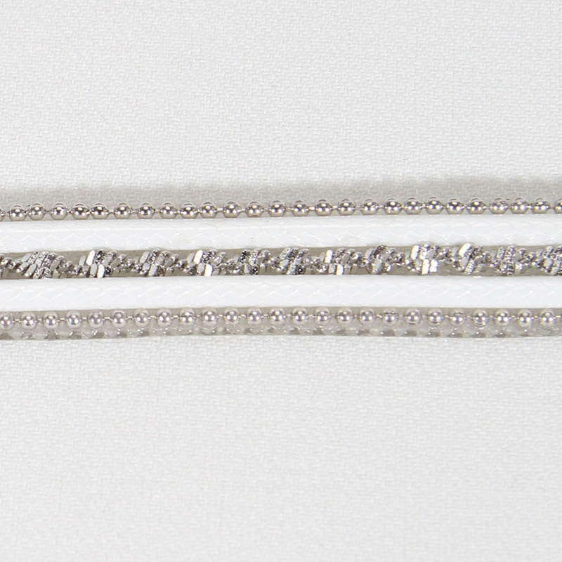 Wholesale 1cm Copper Chain Beaded Hotfix Trim with White Strips