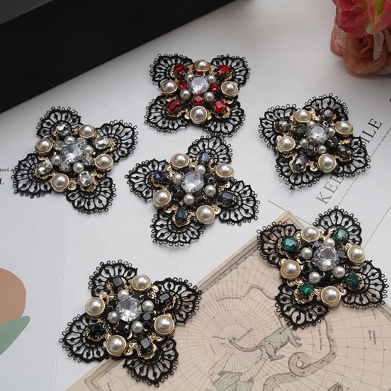 Multi Color Iridescent Flower Floral Flatback Rhinestones Beads Patches