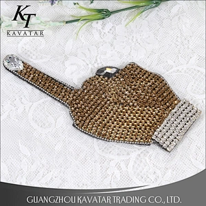 Kavatar Design Individuality Crystal Rhinestone Patches Gold Motif Patch Use For Clothing