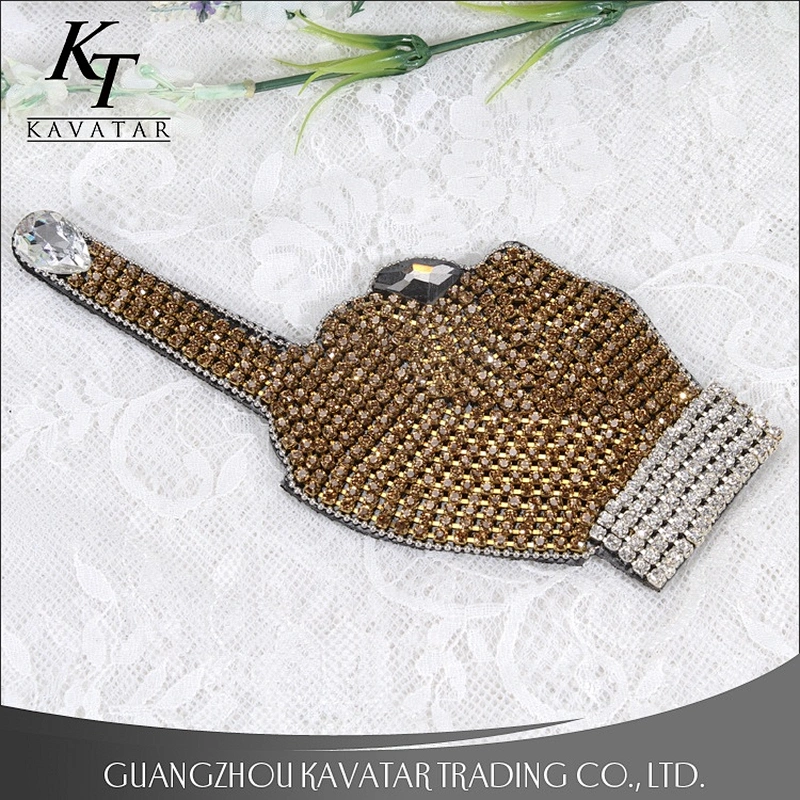 Kavatar Design Individuality Crystal Rhinestone Patches Gold Motif Patch Use For Clothing
