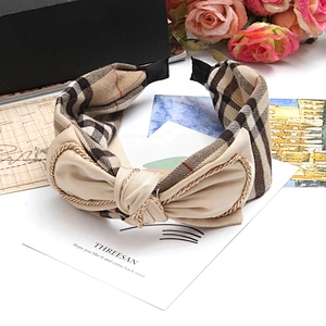 European and American simplified Korean geometric plaid wide edge hairband clothing accessories hair band hair accessories