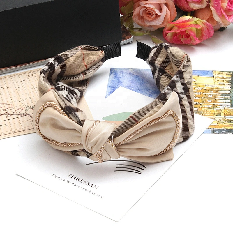 European and American simplified Korean geometric plaid wide edge hairband clothing accessories hair band hair accessories