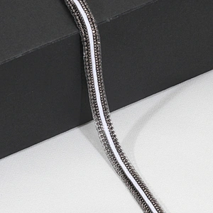 Black Iron On Copper Chained Hotfix Transfer Trim with White Strip Ribbon