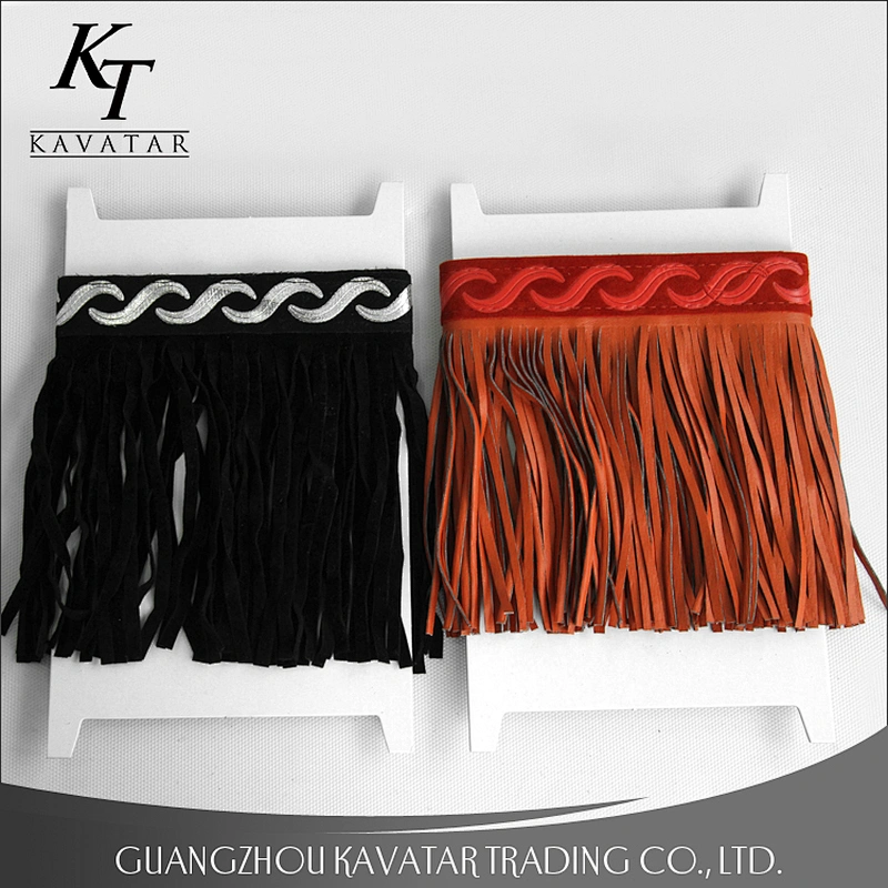 Custom faux leather fringe trim for bags and shoes