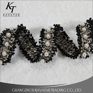 Hot sale 3.5cm handmade pearl beaded trimming for clothes