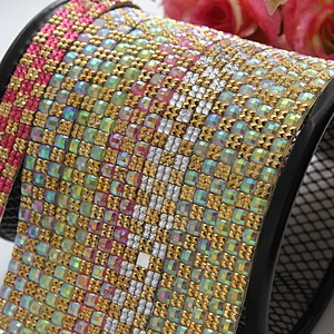 Manufacture DIY Heat Beaded Chain Hotfix Trimming Glue Back Strass Square Rhinestone