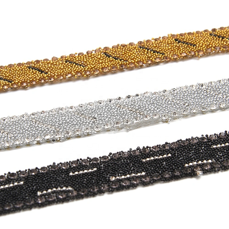 Hotfix Trimming For Hat For Clothing Volume Iron on Trims  Gold Accessories Chain Rhinestone Mesh transfers
