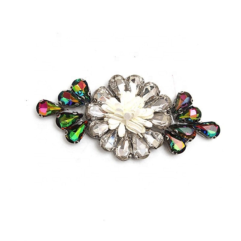 Christmas Cherry Flower Decorative Sew on Rhinestone Beaded Patches Wholesale patches for clothing