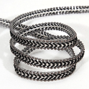 Stock Bulk Mini Black Braided Hot Fix Transfer Trim with Accessories Chain