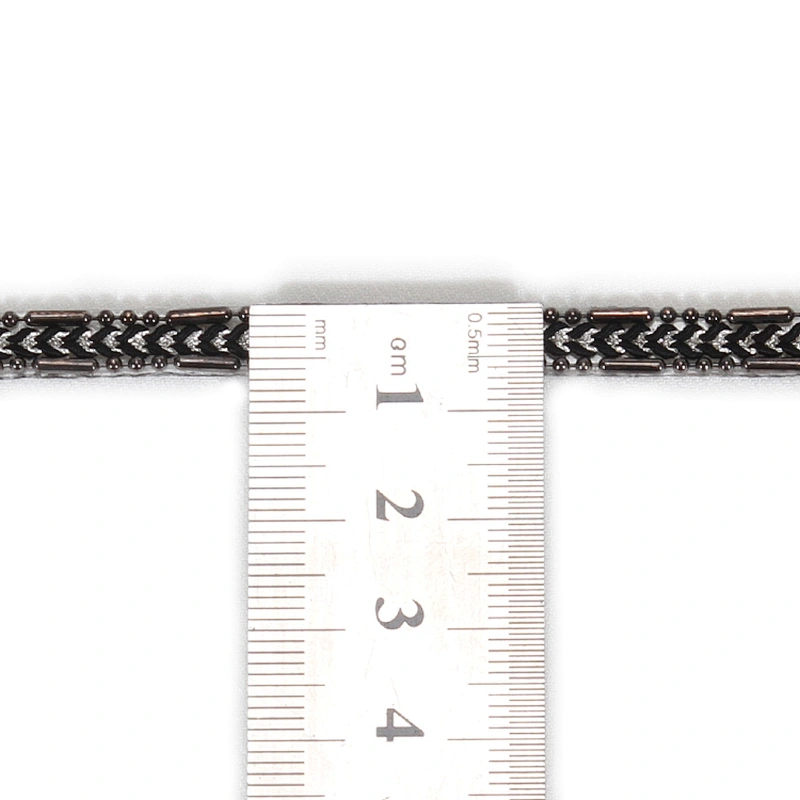 Black Bordered Accessories Beads Hotfix Transfer Trim with kavatar Braided Strip