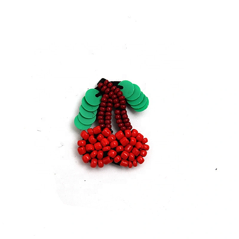 Christmas Cherry Flower Decorative Sew on Rhinestone Beaded Patches Wholesale patches for clothing