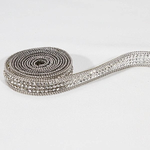 Custom Decorative 1.2cm 1.4cm Accessories Edged Rhinestones Beaded Hotfix Transfer Trim