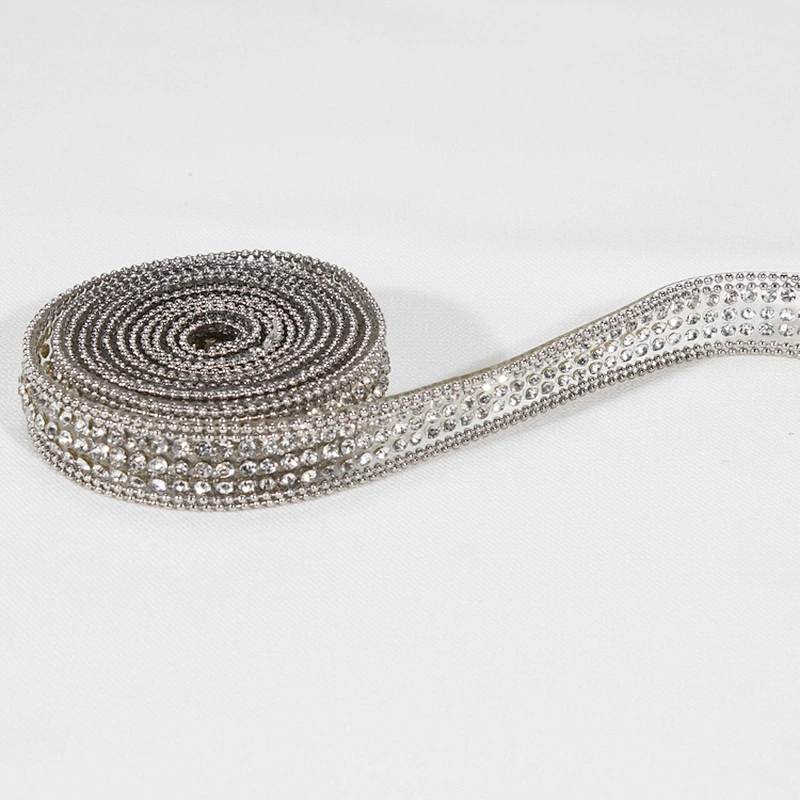 Custom Decorative 1.2cm 1.4cm Accessories Edged Rhinestones Beaded Hotfix Transfer Trim