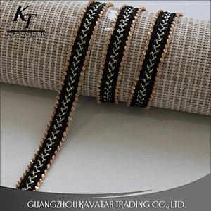 Wholesale 1.3cm webbing Copper chain gold Copperlic lace trim for garment decoration
