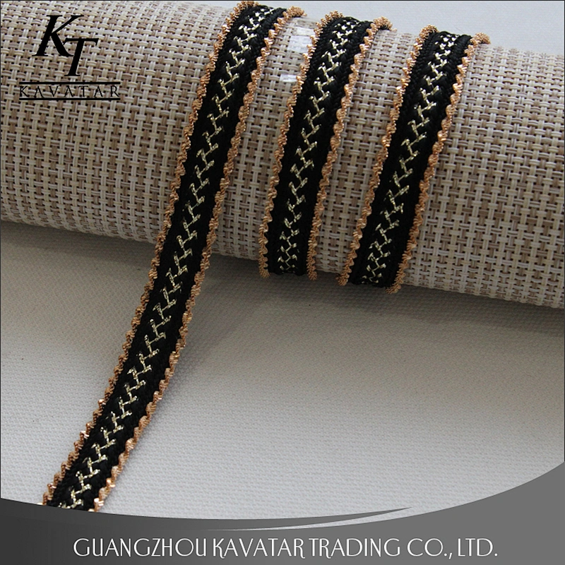 Wholesale 1.3cm webbing Copper chain gold Copperlic lace trim for garment decoration