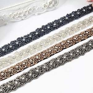 Wholesale multi color handmade organza pearl lace trim  for garment accessories