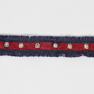 Good quality eyelet fringe trim lace tape with crystal