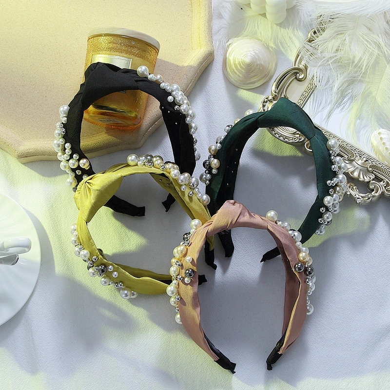 Euramerican style Korean headbands for women 2020 retro wide - rimmed hair accessories wholesale rhinestone  pearl  headbands