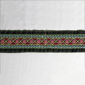 Fashion new ethnic style mirror white lace trimming
