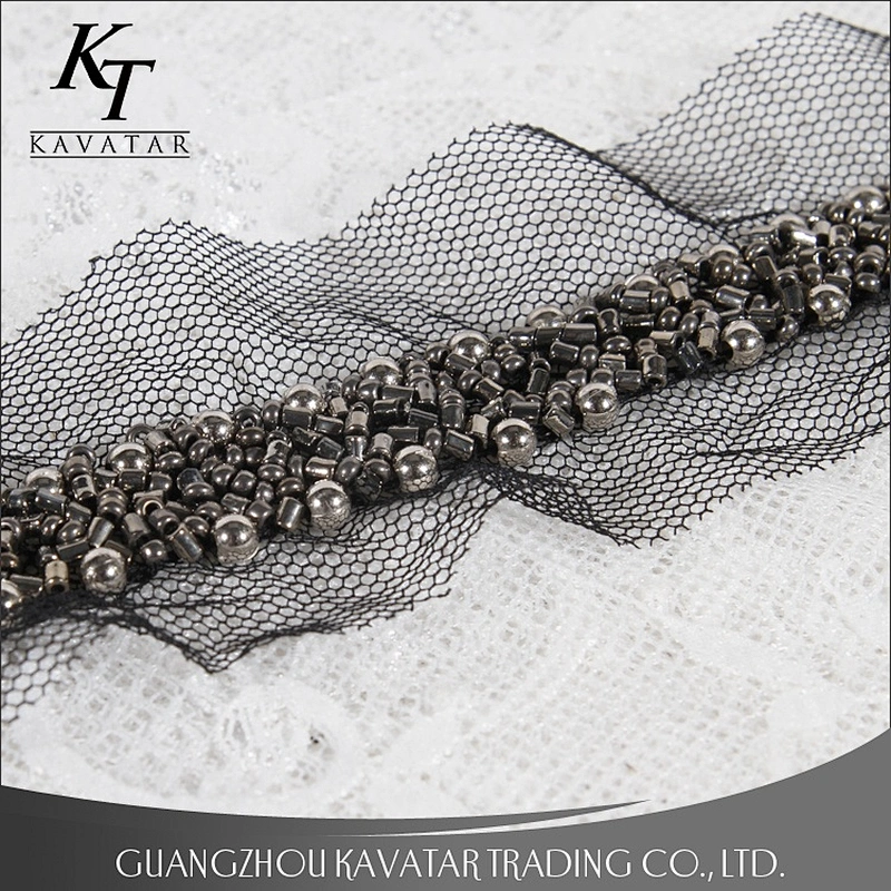 High quality kavatar Beaded Trim Mesh Decoration Lace Trim For Apparel