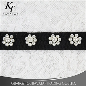New Style Flower Shape Handmade Pearl Beaded Trimming For Garment