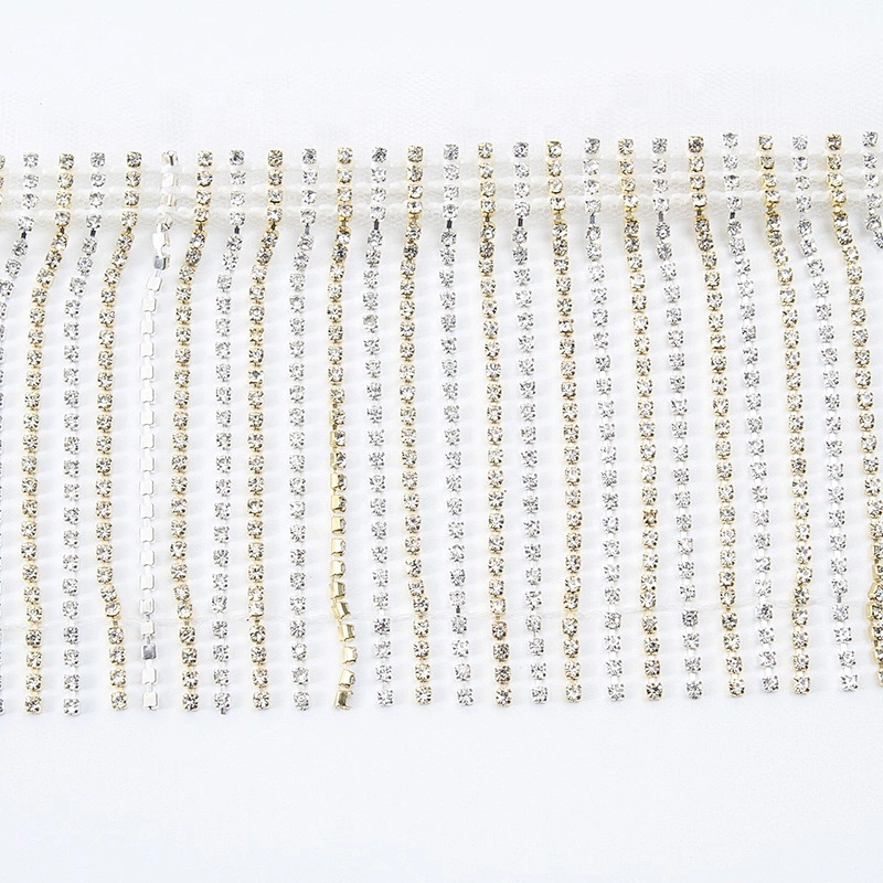 bling bling 10cm width rhinestone tassel trim rhinestone Copper cup chain for garment