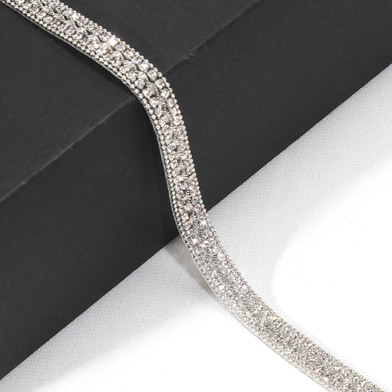 Decorative 1cm Accessories Beads Edged Hot Fix Rhinestone Trim for Garments