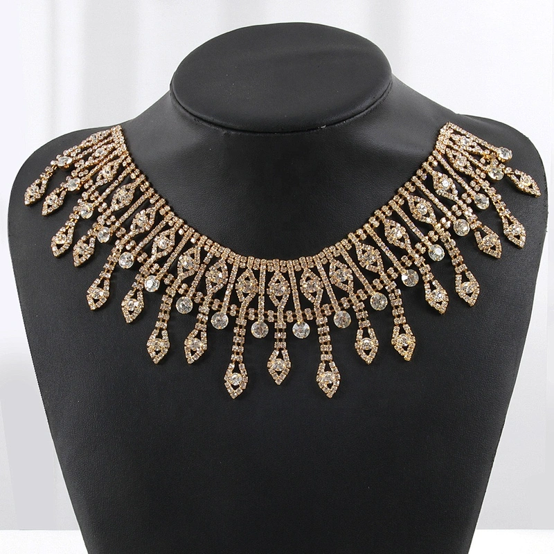 Wholesale Gold Crystal Rhinestone Chain Trim Fringe For Dress chainette fringes rhinestone fringe trim