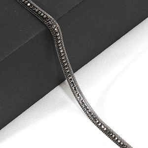 Copper Chain Bordered Hotfix Transfer Rhinestone Ribbon Trim