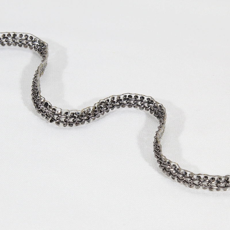 Unique Beaded Stud Hot Fix Trim Tape with Accessories Circle Chain