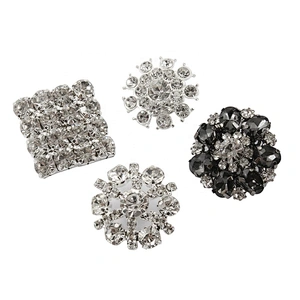 Kavatar Cheap Wholesale Fancy Round Diamante Crystal Rhinestone Buttons