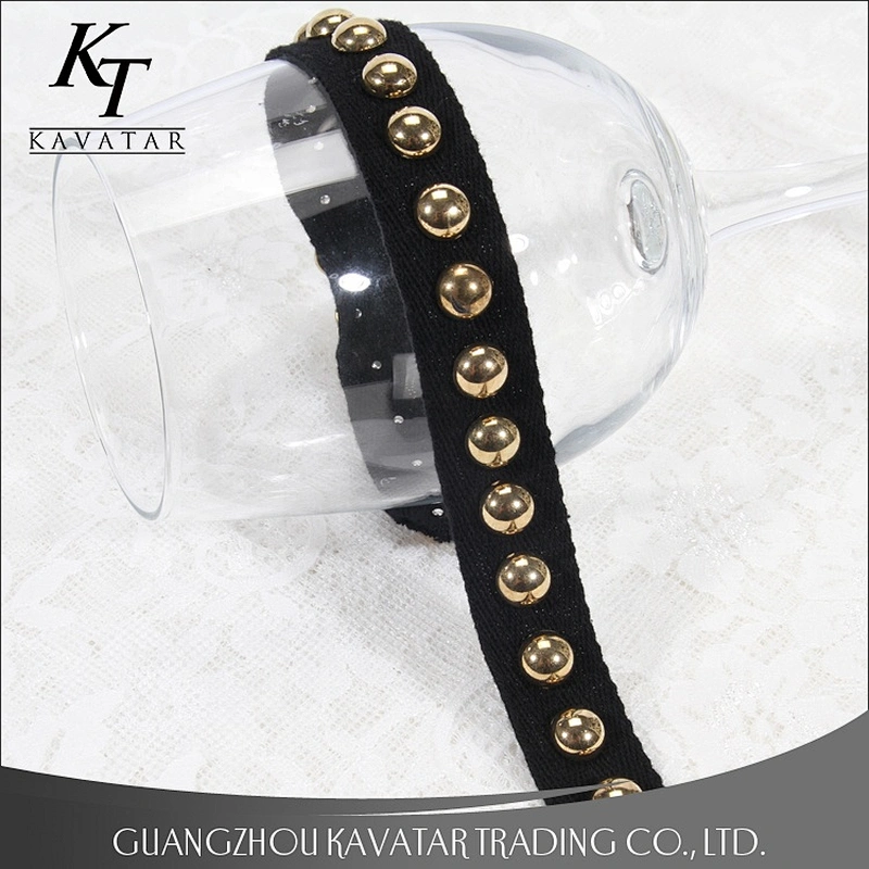 Kavatar Fashionable Embroidery Ribbon Accessories Half Beaded Lace Ribbon Trim For Garment
