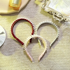 Wholesale beads pearl rhinestone handmade party hair band accessories headband fashion decorative girls hair hoop