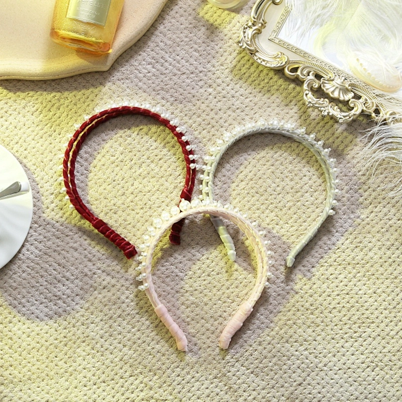 Wholesale beads pearl rhinestone handmade party hair band accessories headband fashion decorative girls hair hoop